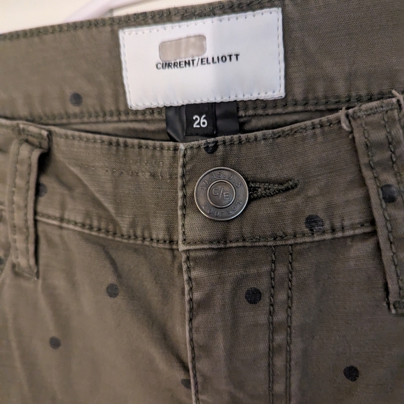 Current/Elliott Denim - Current/Elliott Olive Polka Dot Pants